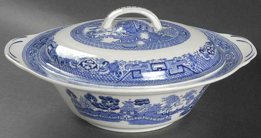 Blue Willow (Older) Round Covered Vegetable by Wood & Sons-1
