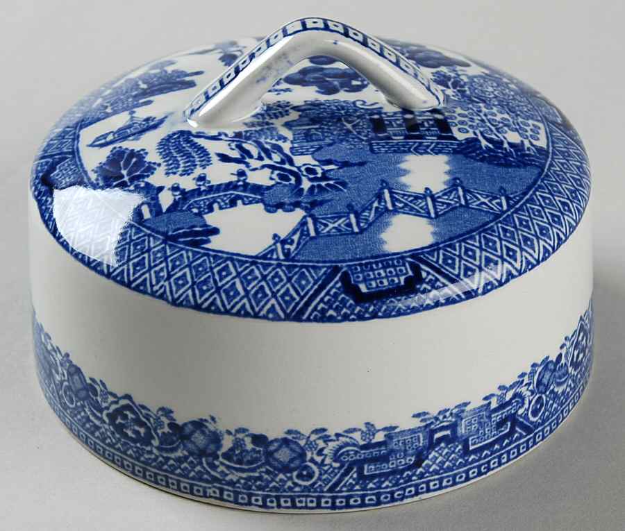 Blue Willow (Older) Lid for Round Butter by Wood & Sons-1