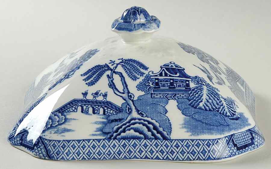 Blue Willow (Older) Lid for Square Vegetable by Wood & Sons-1