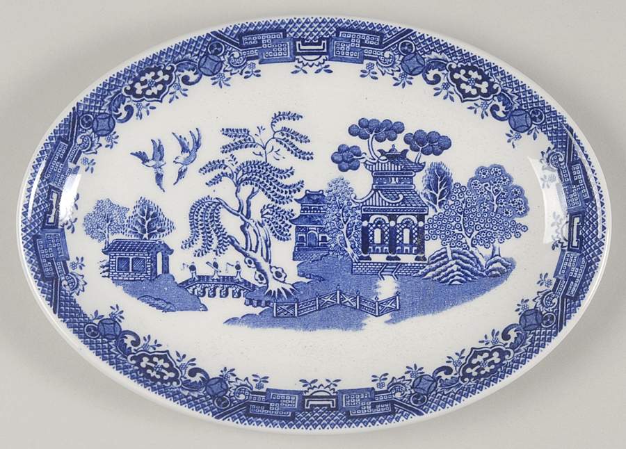 Blue Willow (Older) Relish/Gravy Underplate by Wood & Sons-1