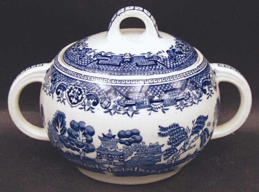 Blue Willow (Older) Sugar Bowl & Lid by Wood & Sons-1