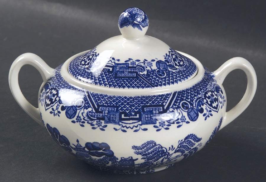 Blue Willow (Older) Mini Sugar Bowl & Lid by Wood & Sons-1