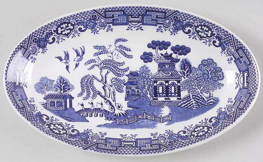 Blue Willow (Older) Relish/Gravy Underplate by Wood & Sons-1