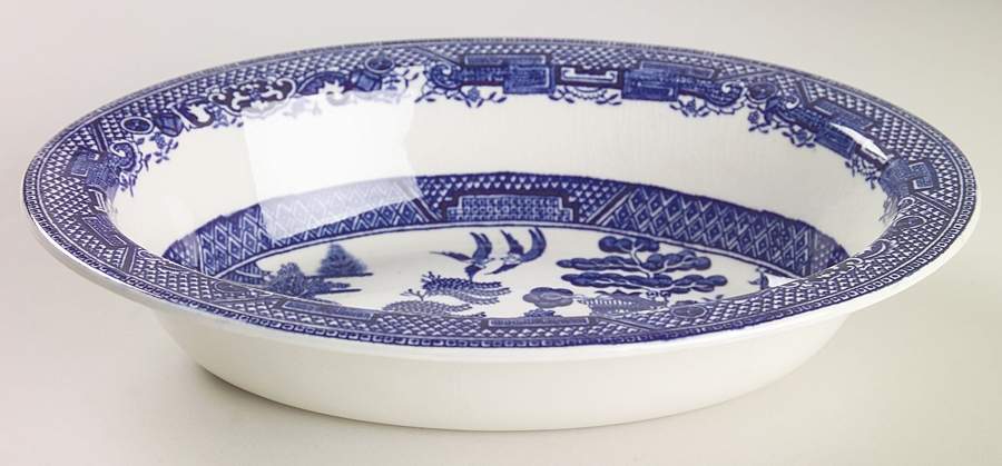 Blue Willow (Older) 8" Oval Vegetable Bowl by Wood & Sons-1