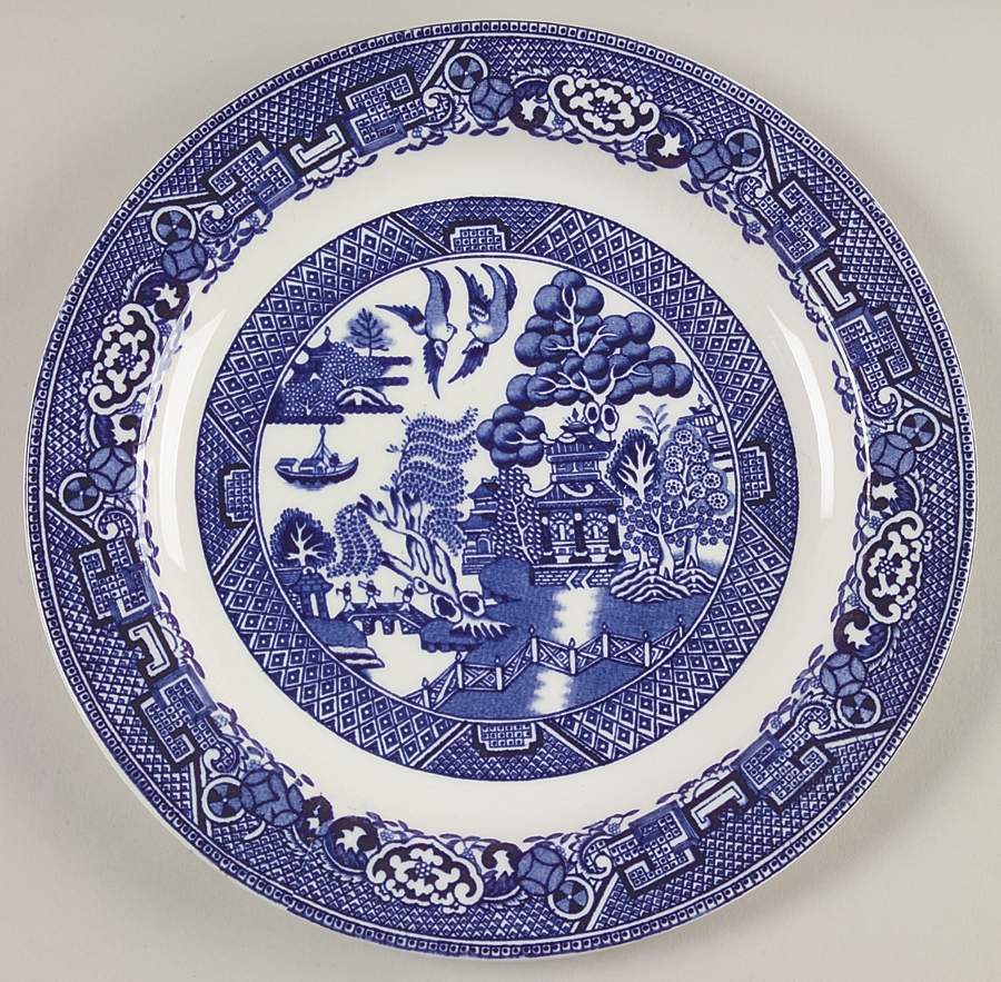 Blue Willow (Older) Luncheon Plate by Wood & Sons-1