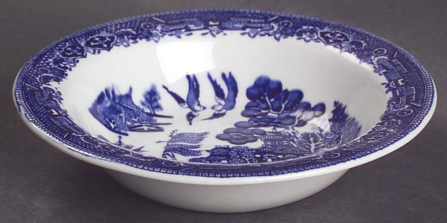 Blue Willow (Older) Rim Fruit/Dessert (Sauce) Bowl by Wood & Sons-1