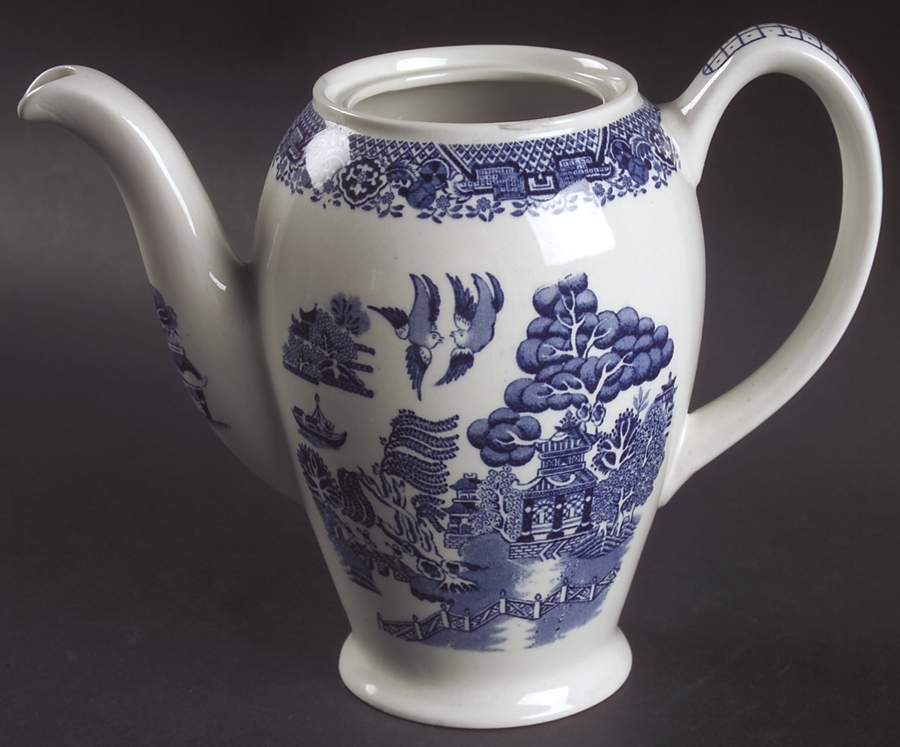 Blue Willow (Older) Coffee Pot No Lid by Wood & Sons-1