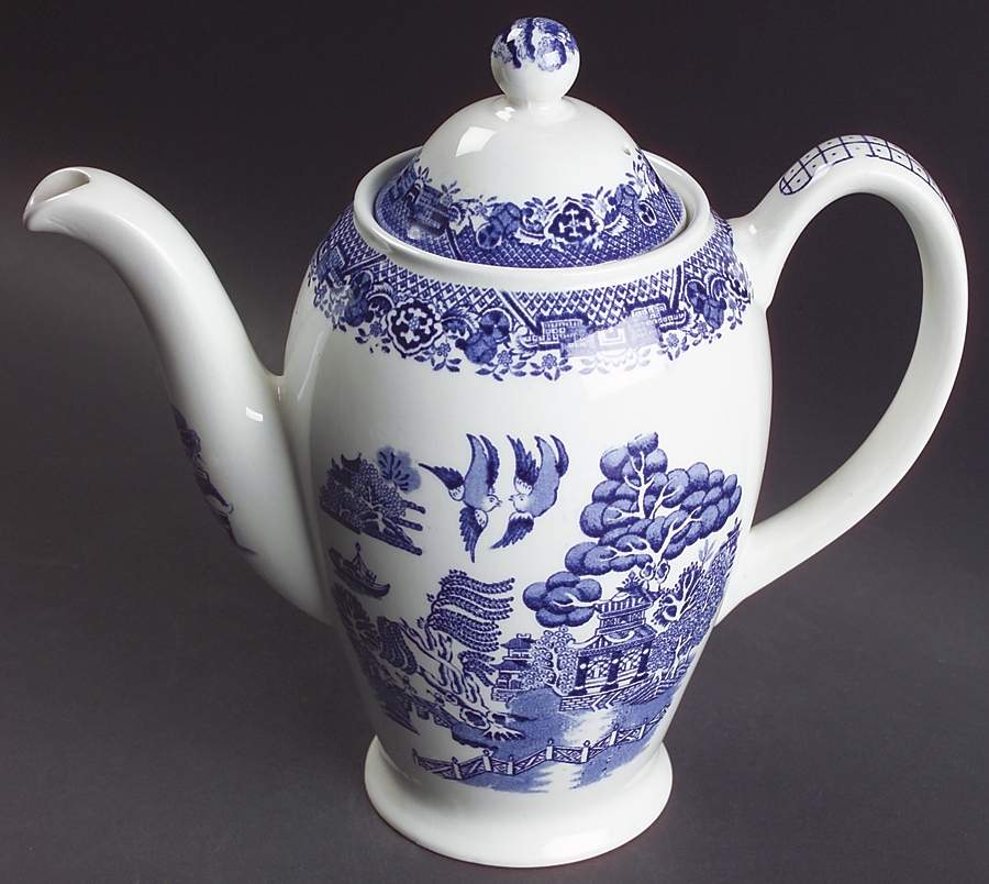 Blue Willow (Older) Coffee Pot & Lid by Wood & Sons-1