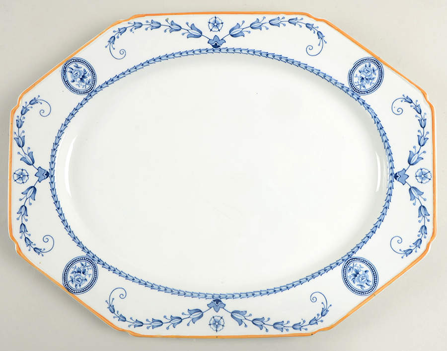 Broadmoor Blue 14" Oval Serving Platter by Wood & Sons-1
