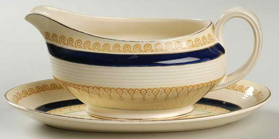 Buckingham (Blue) Gravy Boat & Underplate by Wood & Sons-1