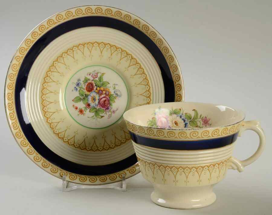 Buckingham (Blue) Footed Cup & Saucer Set by Wood & Sons-1