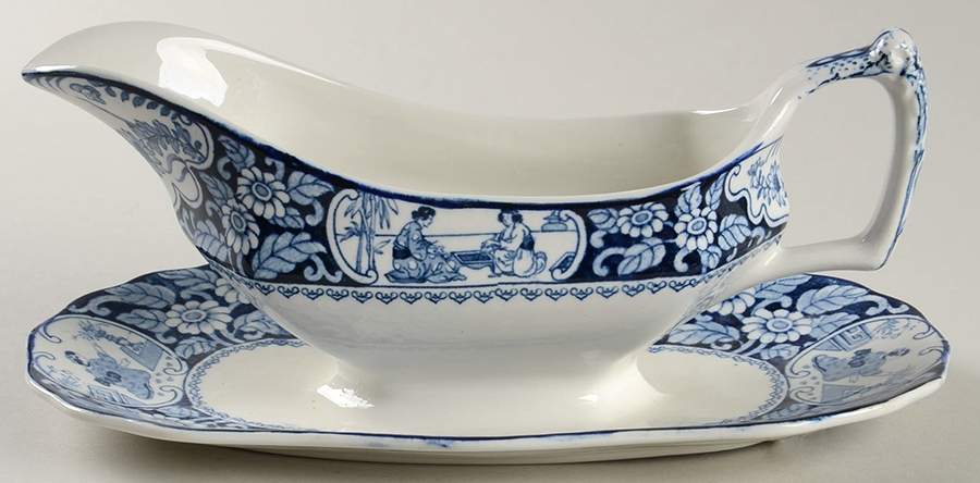 Buddha Plain Gravy Boat with Attached Underplate by Wood & Sons-1