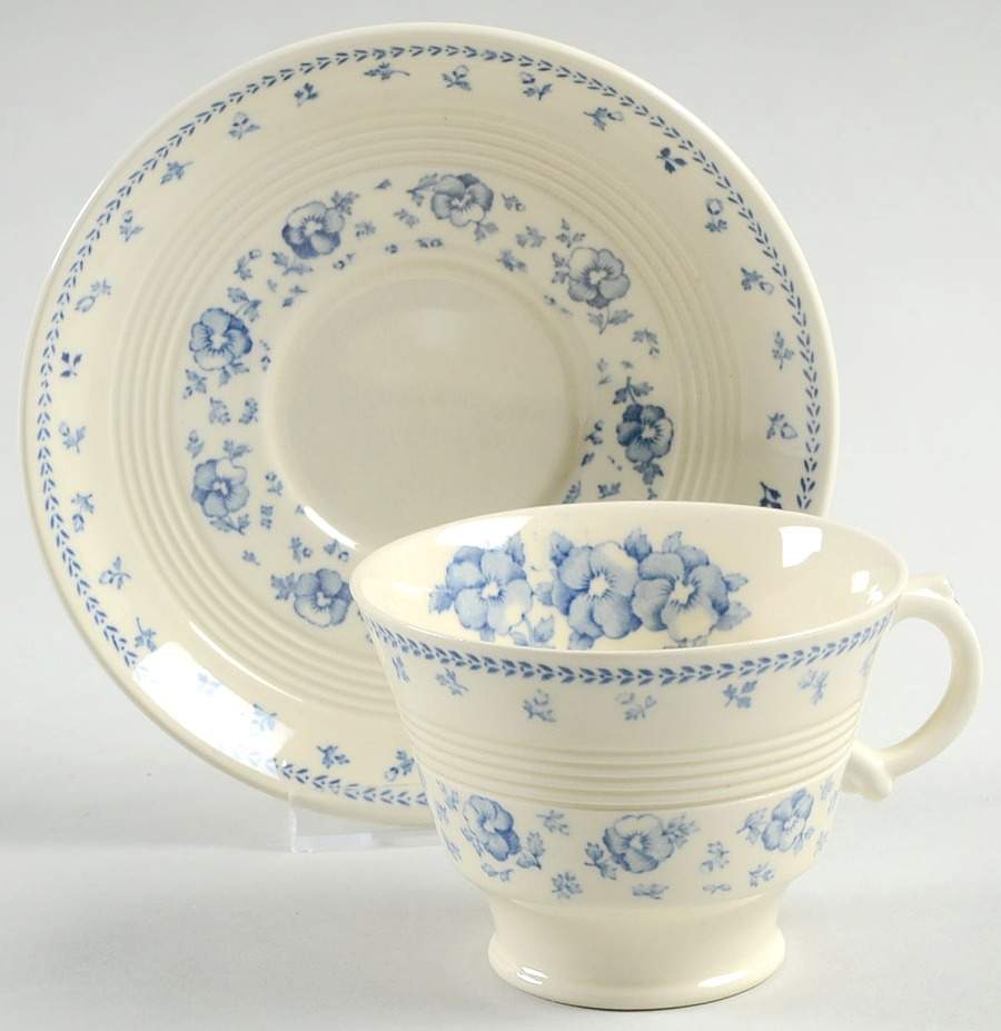 Cape Cod Blue Flat Cup & Saucer Set by Wood & Sons-1