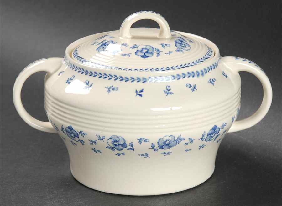 Cape Cod Blue Sugar Bowl & Lid by Wood & Sons-1