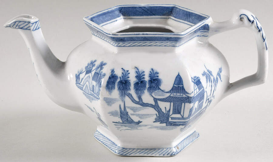 Canton Blue Teapot No Lid by Wood & Sons-1