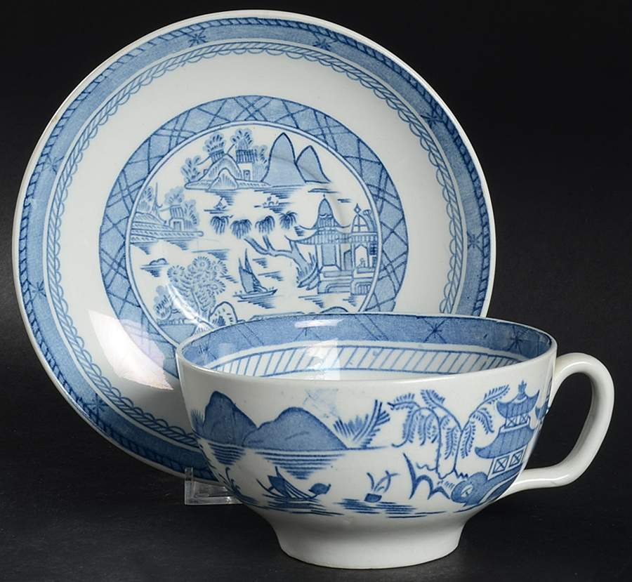Canton Blue Oversized Cup & Saucer Set by Wood & Sons-1