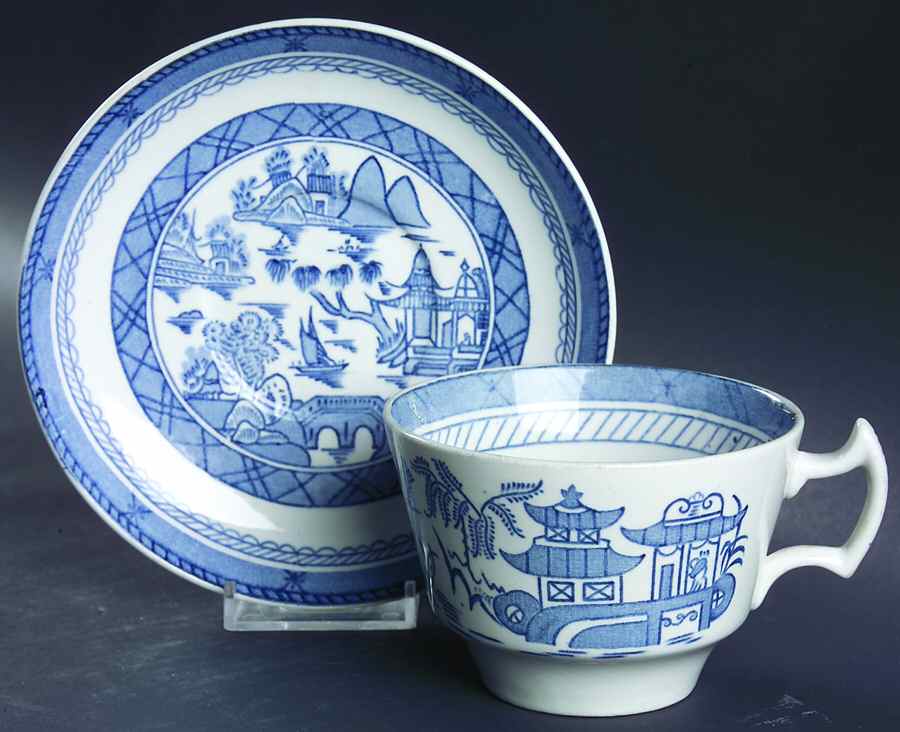 Canton Blue Oversized Cup & Saucer Set by Wood & Sons-1
