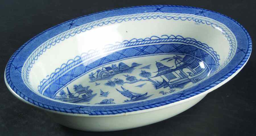 Canton Blue 8" Oval Vegetable Bowl by Wood & Sons-1