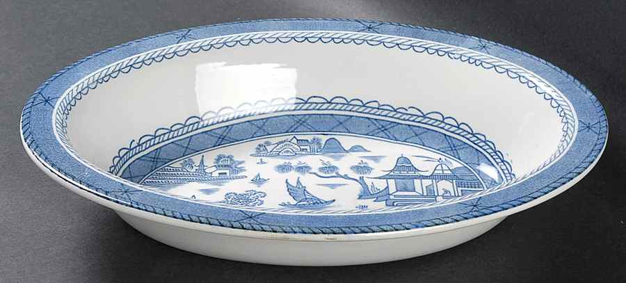 Canton Blue 10" Oval Vegetable Bowl by Wood & Sons-1