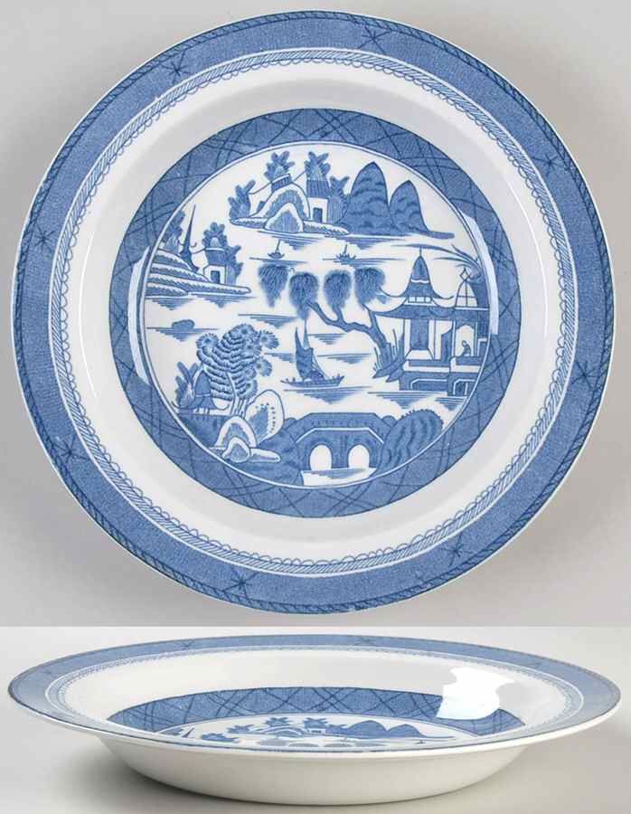 Canton Blue Large Rim Soup Bowl by Wood & Sons-1