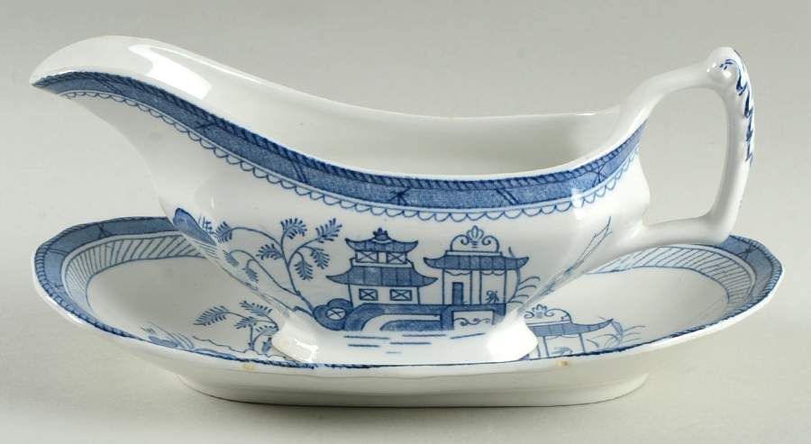Canton Blue Gravy Boat & Underplate by Wood & Sons-1