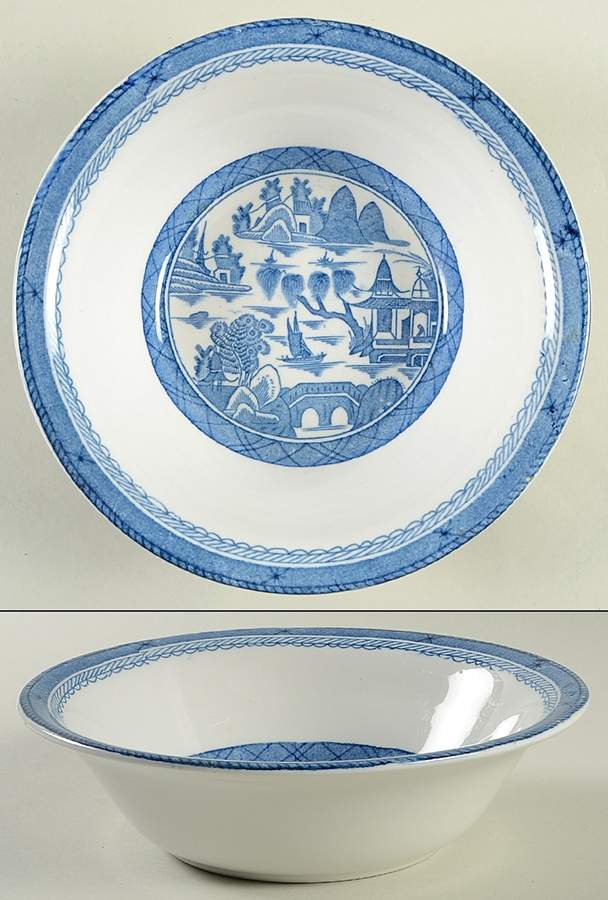 Canton Blue 8" Round Vegetable Bowl by Wood & Sons-1