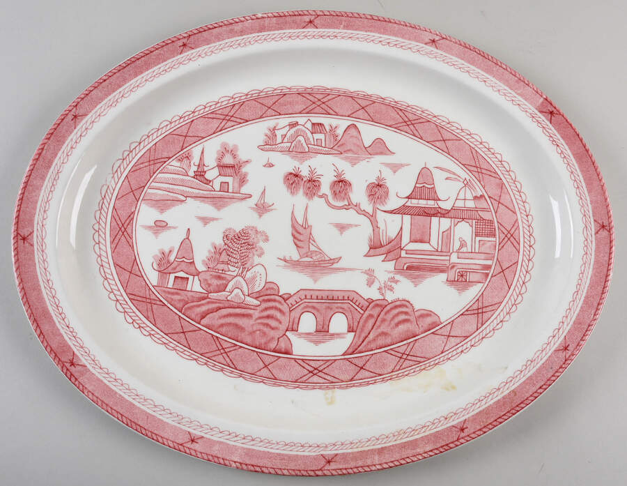 Canton Pink 16" Oval Serving Platter by Wood & Sons-1