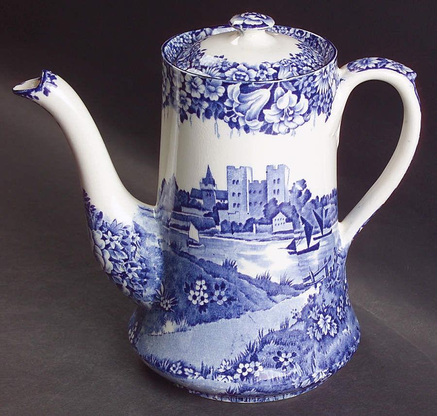Castles Blue Coffee Pot & Lid by Wood & Sons-1