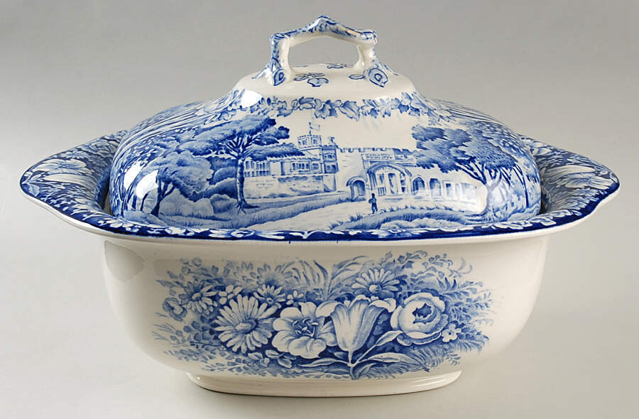 Castles Blue Tureen &  Lid by Wood & Sons-1