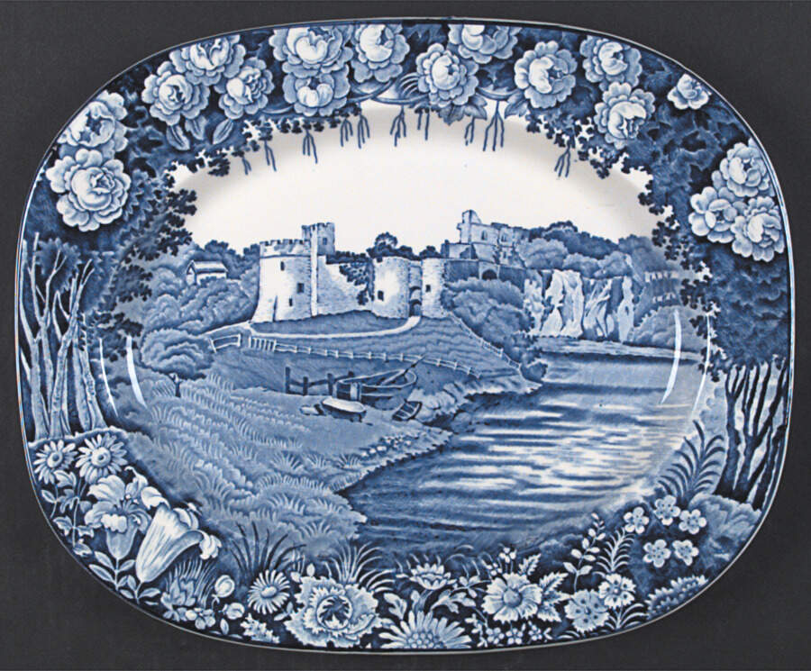 Castles Blue 12" Oval Serving Platter by Wood & Sons-1