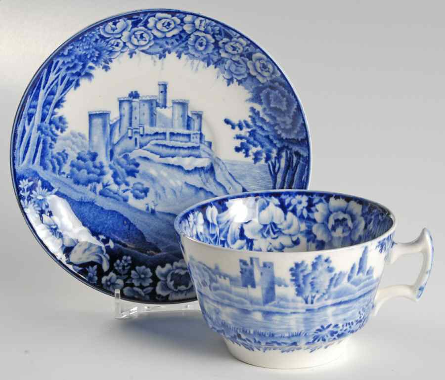 Castles Blue Flat Cup & Saucer Set by Wood & Sons-1