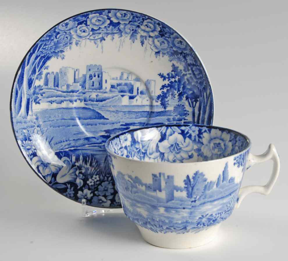 Castles Blue Oversized Cup & Saucer Set by Wood & Sons-1