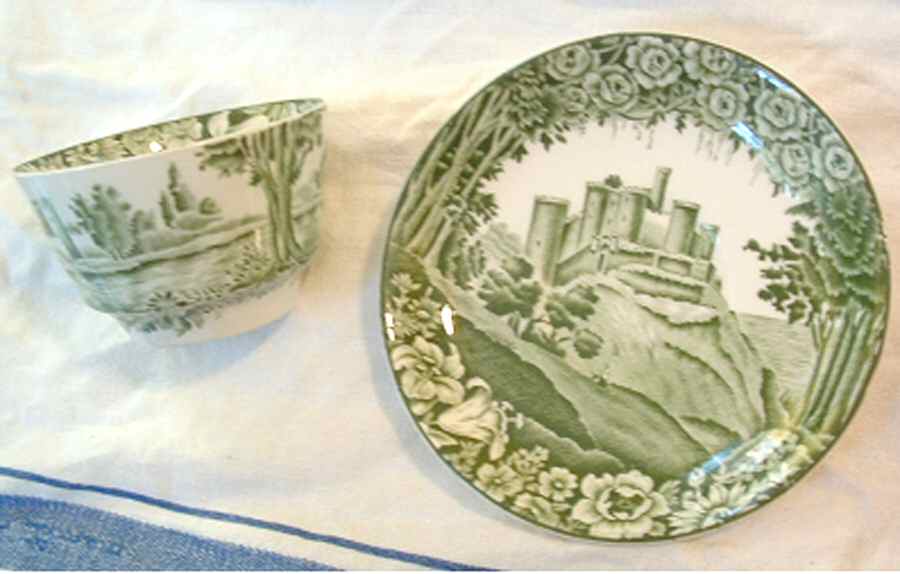 Castles Green Footed Cup & Saucer Set by Wood & Sons-1