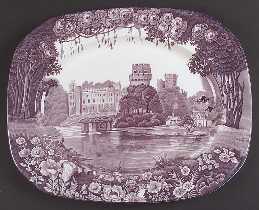 Castles Purple 16" Oval Serving Platter by Wood & Sons-1