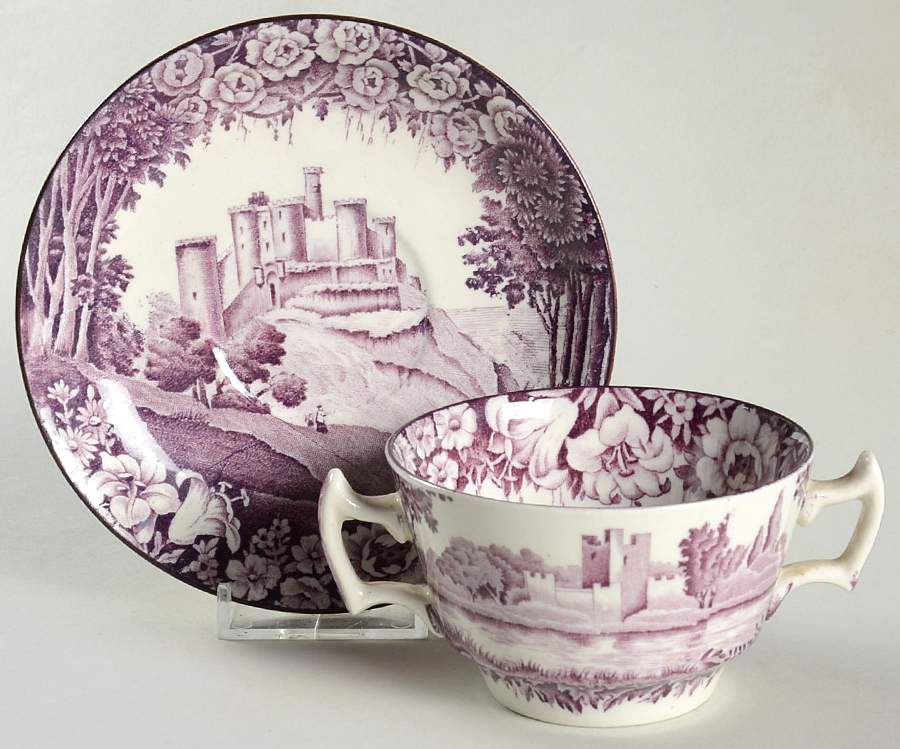 Castles Purple Flat Bouillon Cup & Saucer by Wood & Sons-1
