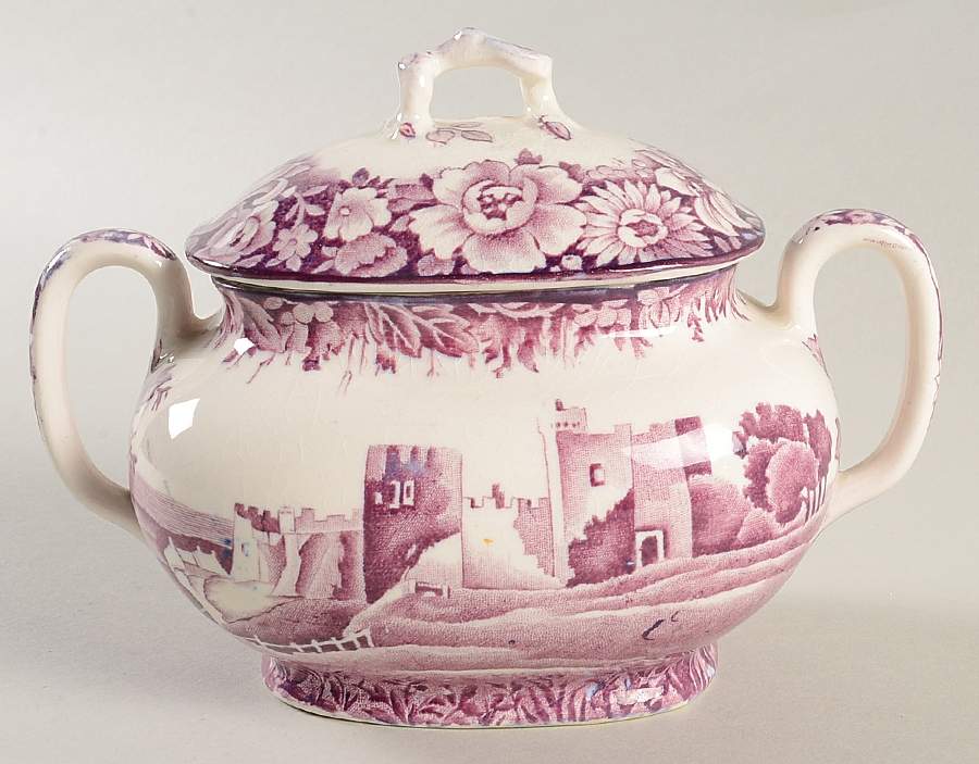 Castles Purple Sugar Bowl & Lid by Wood & Sons-1