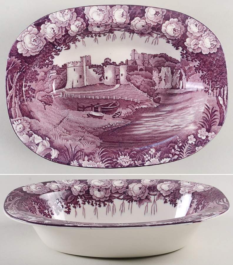 Castles Purple 9" Oval Vegetable Bowl by Wood & Sons-1