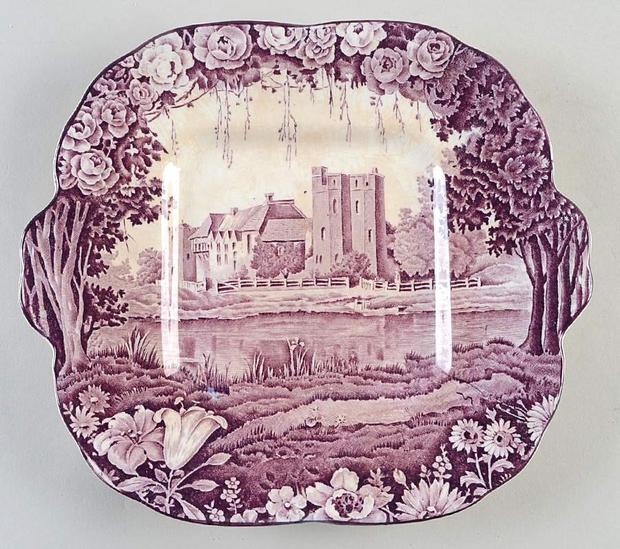 Castles Purple Square Handled Cake Plate by Wood & Sons-1
