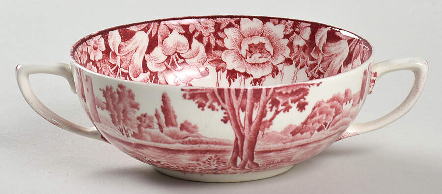 Castles Red Flat Cream Soup Bowl by Wood & Sons-1