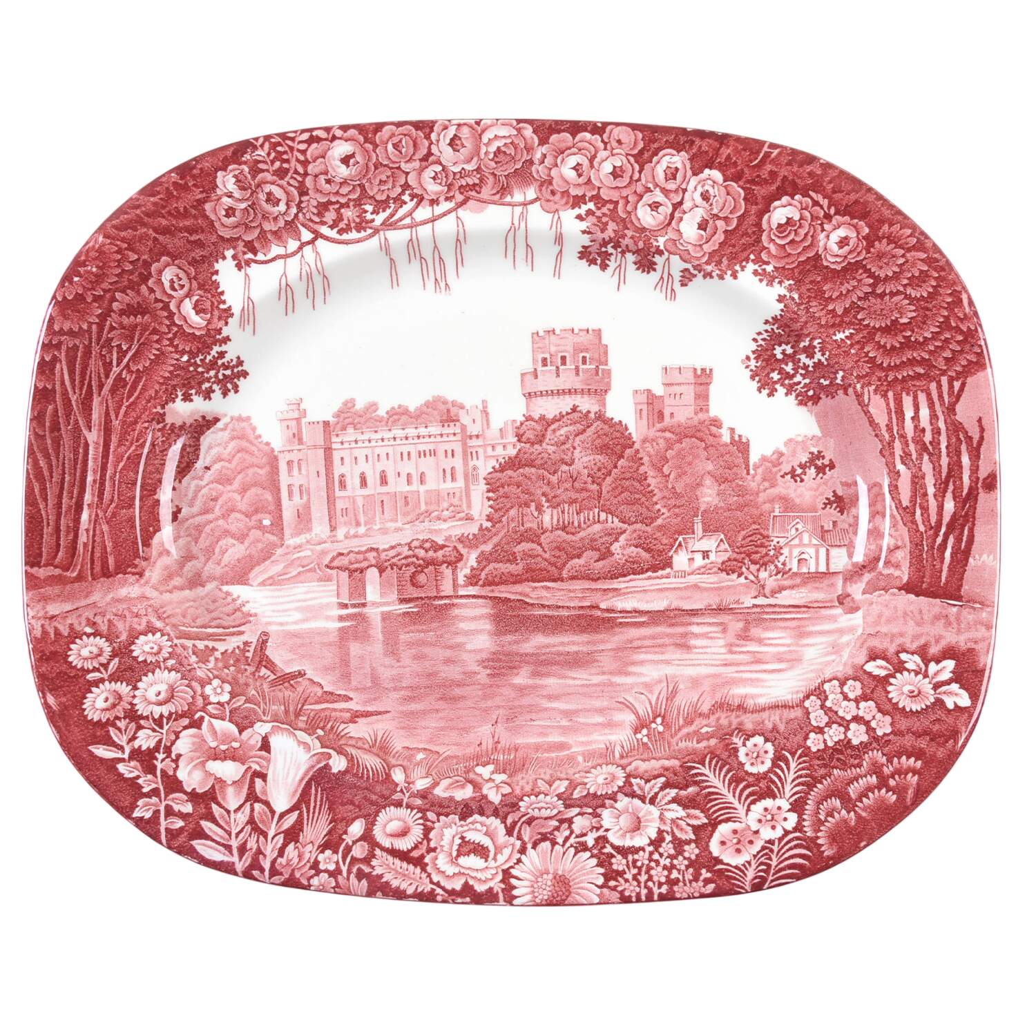 Castles Red 16" Oval Serving Platter by Wood & Sons-1