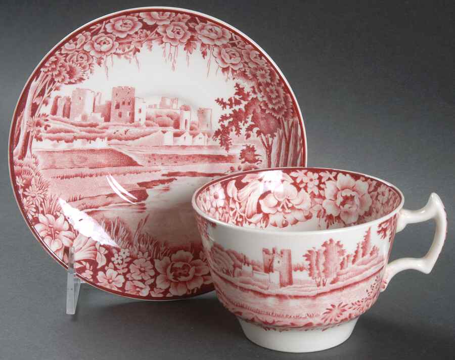 Castles Red Oversized Cup & Saucer Set by Wood & Sons-1