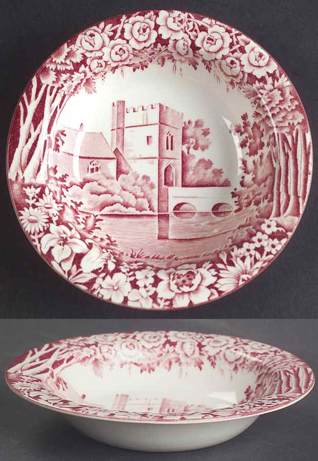Castles Red Rim Fruit/Dessert (Sauce) Bowl by Wood & Sons-1
