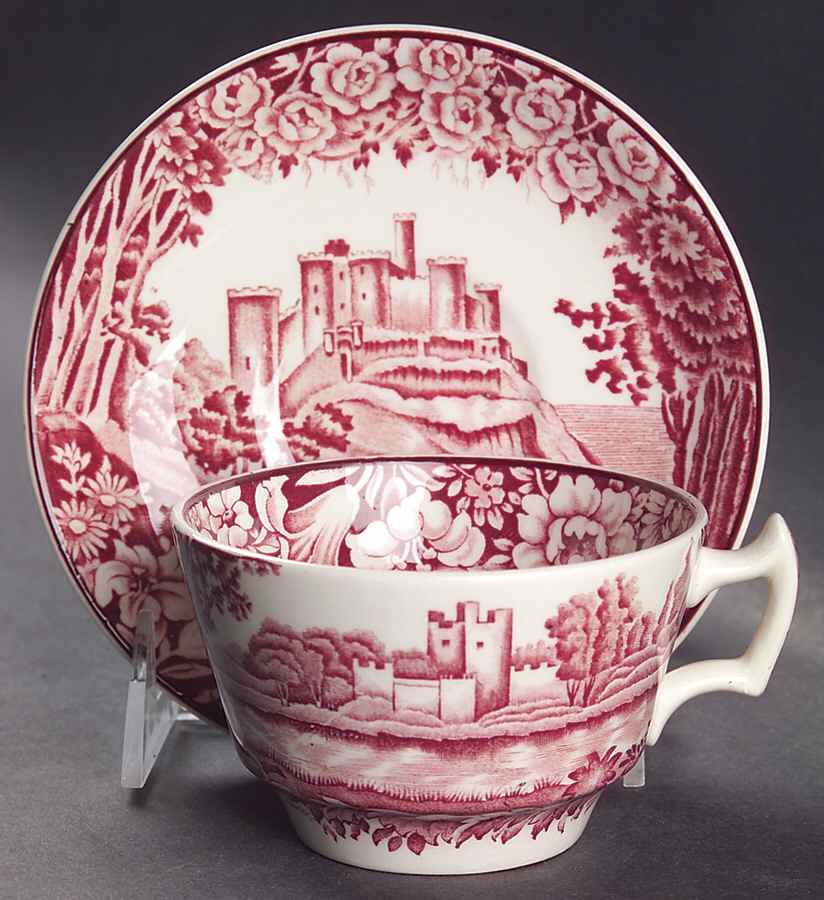 Castles Red Flat Cup & Saucer Set by Wood & Sons-1