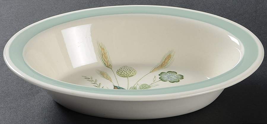 Clovelly (Green Shaded Clover) 8" Oval Vegetable Bowl by Wood & Sons-1