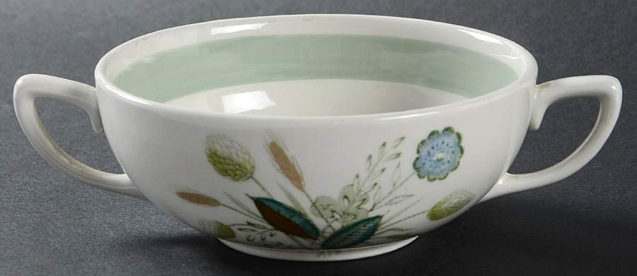 Clovelly (Green Shaded Clover) Flat Cream Soup Bowl by Wood & Sons-1
