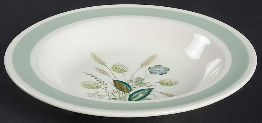 Clovelly (Green Shaded Clover) Rim Soup Bowl by Wood & Sons-1