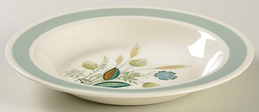 Clovelly (Green Shaded Clover) Large Rim Soup Bowl by Wood & Sons-1