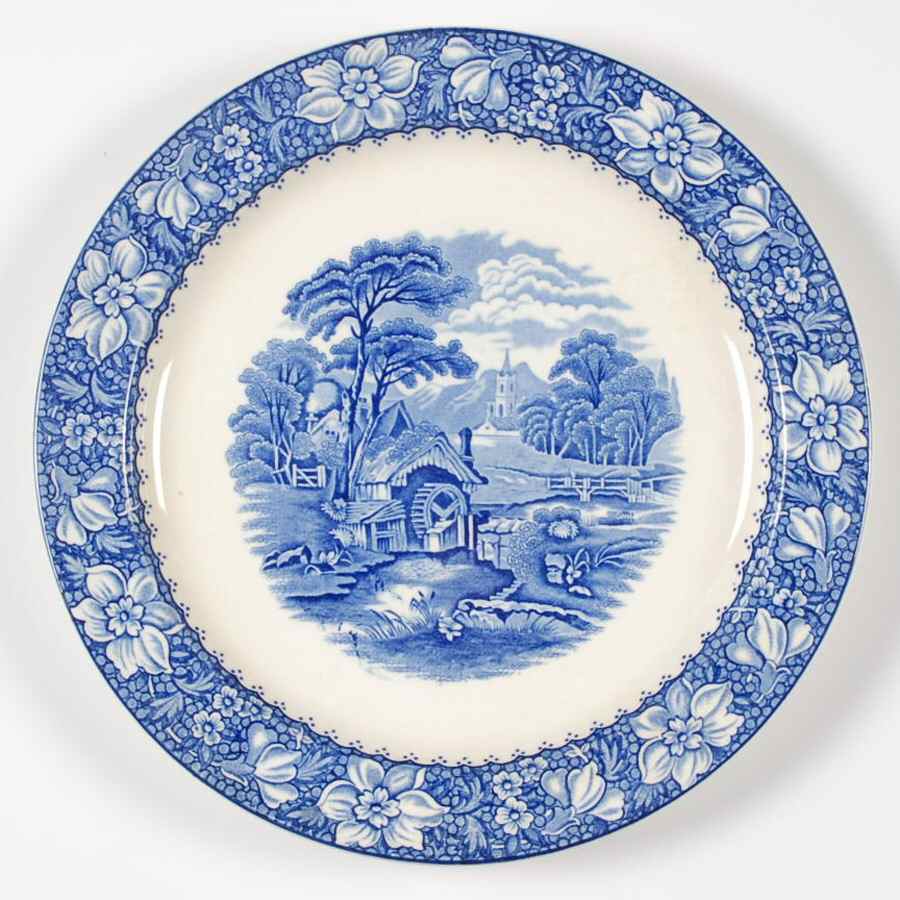 Colonial Blue (No Trim) Dinner Plate by Wood & Sons-1