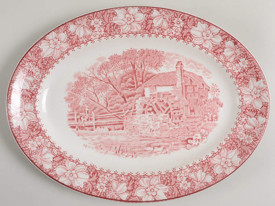Colonial Pink (Heavy Weight) 12" Oval Serving Platter by Wood & Sons-1