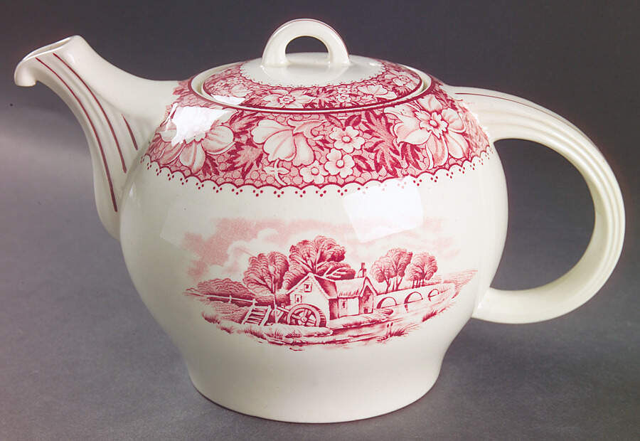Colonial Pink (Light Weight) Teapot & Lid by Wood & Sons-1